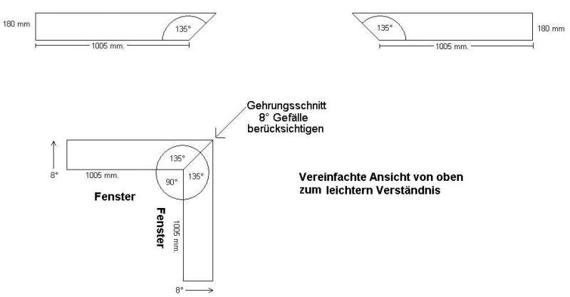 BAU.DE / BAU-Forum: 1. Bild zu Frage "Eckfensterbank mit Gef&auml;lle Gehrungsschnitt berechnen" im BAU-Forum "Ausbauarbeiten"