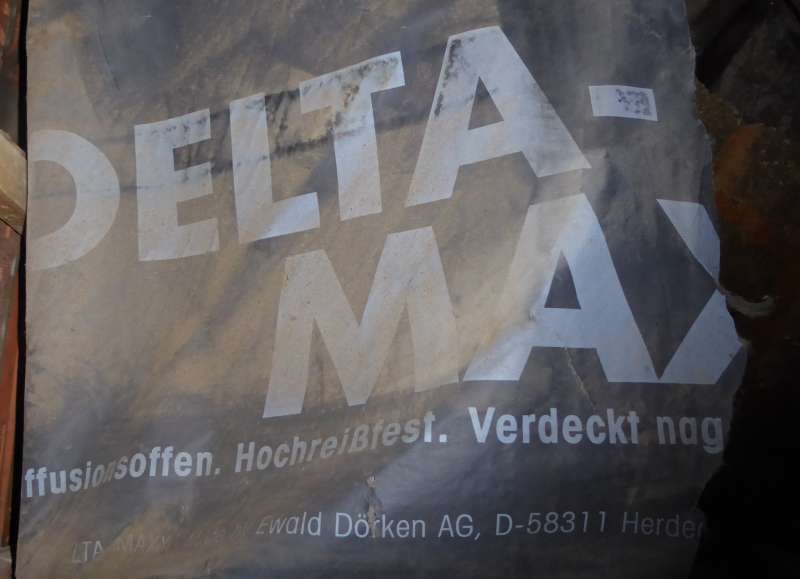BAU.DE / BAU-Forum: 1. Bild zu Frage "Delta MAX Unterspannbahn identifizieren: Produktdaten, Eigenschaften & SD-Wert Baujahr 1999?" im BAU-Forum "Dach"