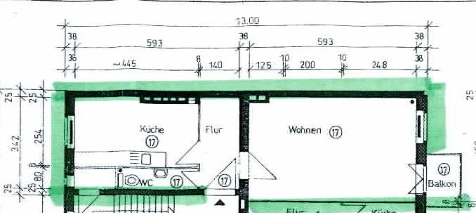 BAU.DE / BAU-Forum: 1. Bild zu Frage "Hilfe gesucht bei neuem Grundriss 1 Zimmer, 39 m&sup2;, Schlauchbad-Problem" im BAU-Forum "Grundriss-Diskussionen"