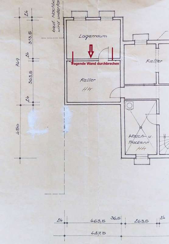 BAU.DE / BAU-Forum: 1. Bild zu Frage "Tragende Wand unter PKW Garage durchbrechen" im BAU-Forum "Innenw&auml;nde"