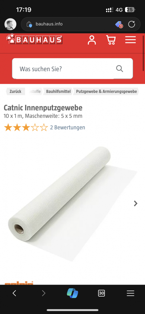 BAU.DE / BAU-Forum: 1. Bild zu Frage "Armierungsgewebe in Rotband Fl&auml;chenspachtel: Sinn, Anwendung & Alternativen f&uuml;r Altbau?" im BAU-Forum "Innenw&auml;nde"