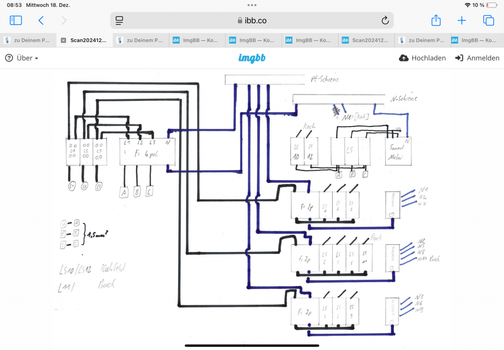 BAU.DE / BAU-Forum: 1. Bild zu Antwort "Korrigierter Plan" auf die Frage "Mehrere FI-Schutzschalter im PEN-System installieren: Korrekte Absicherung von L1, L2, L3?" im BAU-Forum "Installation: Elektro, Gas, Wasser, Fernwärme etc." BAU.DE / BAU-Forum: 1. Bild zu Antwort "Korrigierter Plan" auf die Frage "Mehrere FI-Schutzschalter im PEN-System installieren: Korrekte Absicherung von L1, L2, L3?" im BAU-Forum "Installation: Elektro, Gas, Wasser, Fernwärme etc."