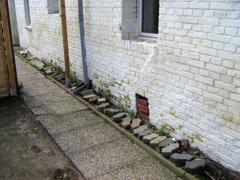 BAU.DE / BAU-Forum: 2. Bild zu Frage "Nasse Stallwand: Ursachen gelber Flecken? Analyse von Klinkerwand ohne Fundament" im BAU-Forum "Modernisierung / Sanierung / Bausch&auml;den"