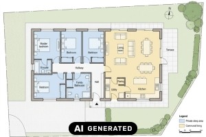 Der eigene Bungalow auf dem Grundstück und wie die Planung gelingt - Bild: KI-generiert / BAU.DE Der eigene Bungalow auf dem Grundstück und wie die Planung gelingt - Bild: KI-generiert / BAU.DE