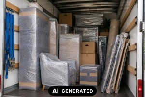 Umzug und Renovierung: M&ouml;bel und Fliesen transportsicher verpacken - Bild: KI-generiert / BAU.DE
