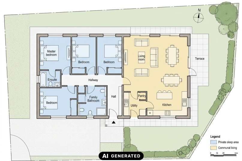 Die Raumaufteilung bezieht sich auf die Gestaltung, Organisation und Einteilung des Innenraums eines Geb&auml;udes oder einer Wohnung.