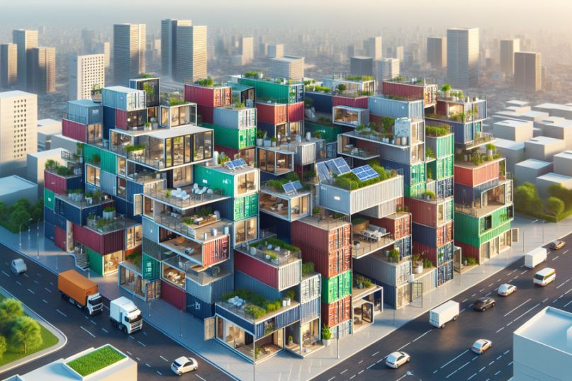 Container-Architektur bezeichnet die Praxis, gebrauchte Frachtcontainer zu Wohn-, Gewerbe- oder Industriebauten umzufunktionieren.