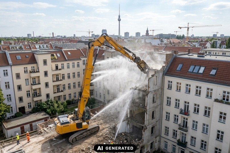 Abbruchverfahren nach DIN 18007 in dicht bebauten Quartieren