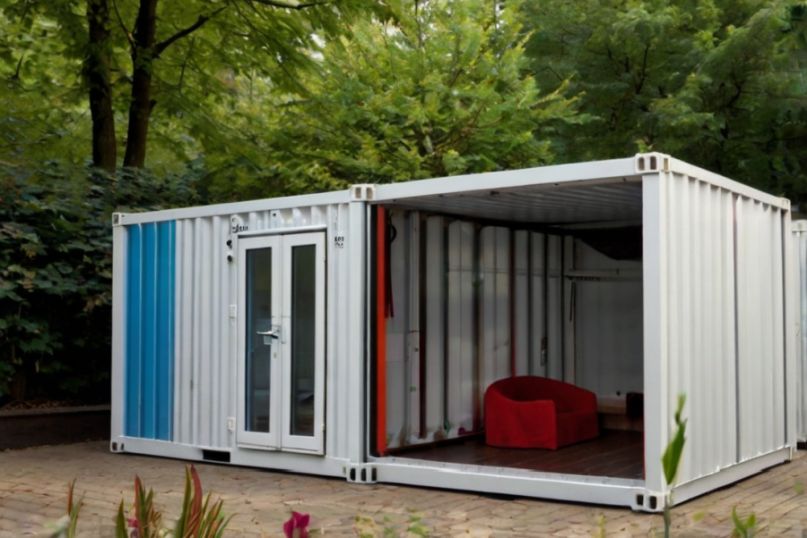 Nutzung eines ehemaligen Seecontainers als Gartenlaube