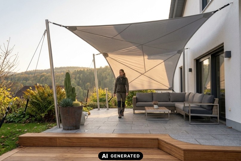 Terrassenplane - Wetterschutz nach Ma&szlig;: So bleibt die renovierte Terrasse langfristig gesch&uuml;tzt