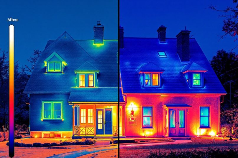 Die deutlich verbesserte D&auml;mmwirkung zeigt sich in der thermografischen Analyse.